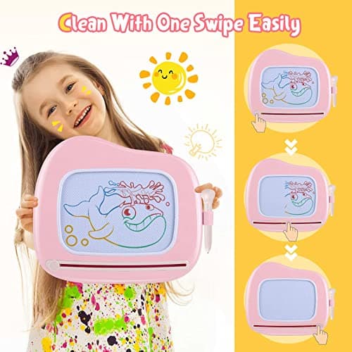 Magnetic Drawing Board for Kids, Toddler Toys for 1-2 Year Old Girl, Portable Doodle Board Pad Learning and Educational Toys for Ages 1 2 3 Year Old Baby Girl Birthday Gift（Pink） view 6