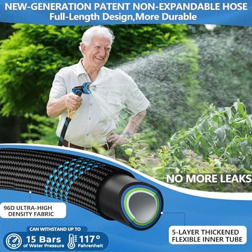 100 FT Non-Expandable Garden Hose, 2026 New Upgraded Flexible Water Hose, Ultra Lightweight Non-Expanding hoses with 10 Function Sprayer, Leak proof, Pressure Resistant for Yard, Outdoor view 3