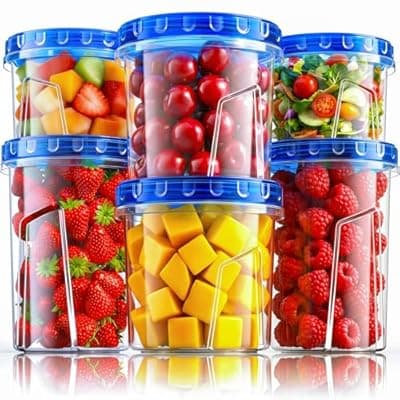 HOMETALL Freezer Storage Containers, [6 Pack- 33/24/17 OZ] Airtight Plastic Food Storage Containers with Twist Top Lids, Soup, Meal Prep Containers | BPA Free | Stackable | Leakproof | Microwave Safe