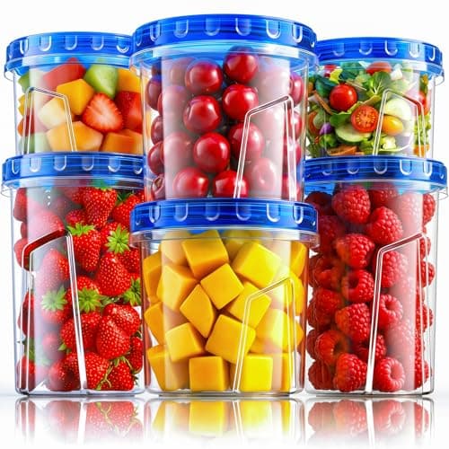 HOMETALL Freezer Storage Containers, [6 Pack- 33/24/17 OZ] Airtight Plastic Food Storage Containers with Twist Top Lids, Soup, Meal Prep Containers | BPA Free | Stackable | Leakproof | Microwave Safe — image 1