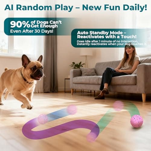 KITPLUS Smart Interactive Dog Toy Ball – Automatic Moving, Bouncing & Rolling, 3 Modes, Chew-Proof E-TPU Shell, Waterproof, Rechargeable,Dog Ball for Medium and Large Dogs, Pink view 5