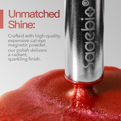 SAGEBIO Cat Eye Gel Nail Polish with Magnet Stick, 15ml Holographic Magnetic Effect Gel, Long-Lasting & Non-Toxic, Ideal for DIY Nail Art 02 view 3