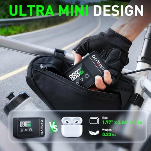 ISAMUTO Mini Bike Pump, Electric Bike Pump Portable with Gauge 120PSI Fast Inflate Bike Air Pump with Presta and Schrader Valve for Road Bike Mountain Bike, E-Bike view 2