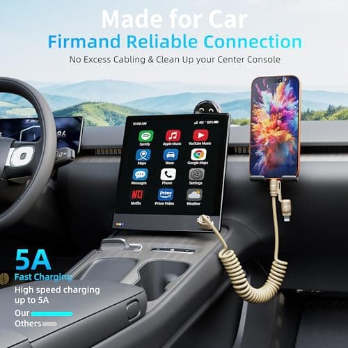 KEDESO 240W PD Fast Charging Car Cable, Retractable 4-in-1 Coiled Charger Cord for iPhone 16 15 14 13 Pro Max, Samsung S24 Ultra, iPad, Tablet, Kindle - Road Trip Essentials for Family & Rideshare view 3