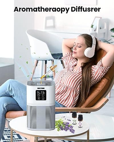 VEWIOR Air Purifiers for Home, Air Purifiers for Large Room up to 1200 sq.ft, H13 True HEPA Air Filter with Fragrance Sponge 6 Timers Quiet Air Cleaner for Pet Dander Wildfire view 5