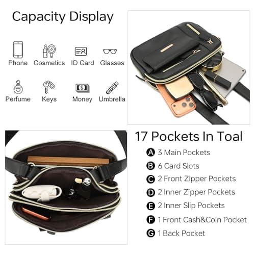 Goinsound Crossbody Purses for Women - Multi Pockets Shoulder Bag Medium Handbags with Adjustable shoulder straps view 4