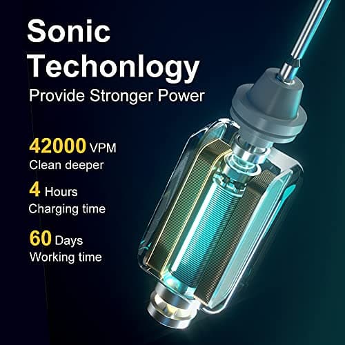 SUNPRO 2 Pack Sonic Electric Toothbrush, Rechargeable Brush 6 Clean Modes for Adults, 8 Heads (Black+Pink) view 2