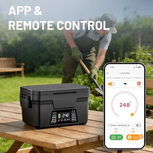 Carsolt Cordless Electric Lunch Box for Adults, 1.2L Rechargeable Heated Lunch Box for Men with APP Control, Portable Self-Heating Food Warmer with Scheduled Automatic Heating, Max 248°F view 4