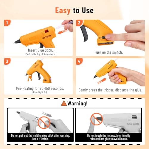 Katerk 3.7V Cordless Hot Glue Gun Kit with 15 Glue Sticks, 90s Fast Heating view 5