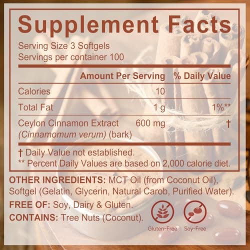 Tiuedu Ceylon Cinnamon Softgels with MCT Oil, 2Pack | Antioxidant & Digestive Wellness Support view 2