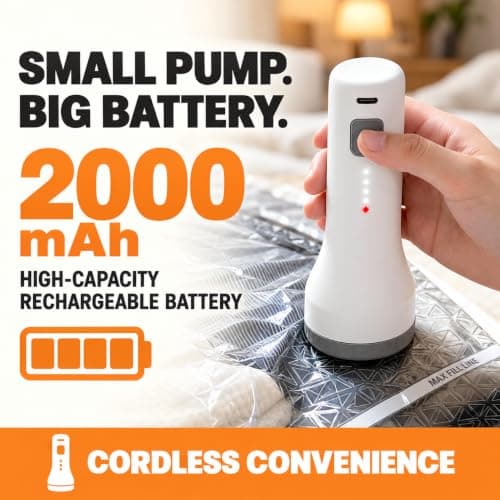15 Pack Vacuum Storage Bags with 2000mAh Rechargeable Pump | Compression Packing Cubes for Travel & Home; Space Saver; for Suitcases & Wardrobes view 3
