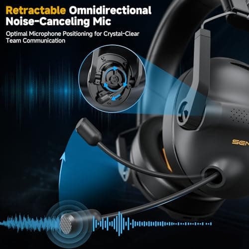 SG600 Wireless Gaming Headset for PC, PS5, PS4, Laptop, Mac, Nintendo Switch, 2.4GHz & Bluetooth 5.3 Gaming Headphones with Noise Canceling Mic, Stereo Sound, 70+Hr Battery, 15ms Latency view 6