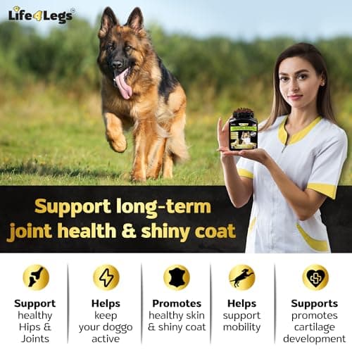 Life4Legs - Hip and Joint Chews for Dogs + Skin and Coat Supplement - Dog Joint Pain Relief Treats - Glucosamine, Chondroitin, MSM, Hemp Oil, Turmeric, Omega 3 for Dogs, Mobility Dog Health Supplies view 4