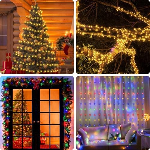 XUNXMAS Outdoor Indoor String Lights Christmas 500LED Warm White Multicolor Fairy Lights 164ft Green Wire Dimmable with Remote Control, Waterproof Fairy Light for DIY Christmas Tree view 5