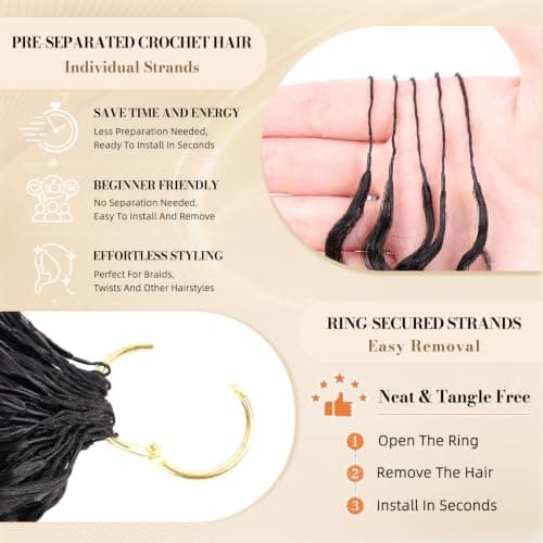 20 Inch Burmese Curly Crochet Human Hair,Miracle Knots Human Hair Curly Feather Crochet Pre‑Looped Hair Bundles Pre‑Stretched view 4