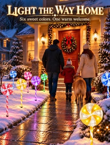 Lollipop Pathway Lights Outdoor,Christmas Candy Cane Light 6 Pack view 6