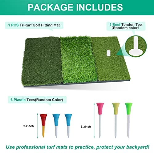 NEWCARE Golf Hitting Mat, Thickened Golf Practice Mat for Indoor Outdoor Training, Swing Path Hitting Turf Mat with Non-Slip Rubber Backing, Golf Accessories Gifts for Men& Dad &Husband view 3