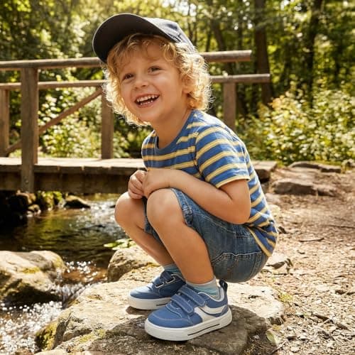 STQ KIDS Toddler Classic Retro Wide Toe Box Sneakers Boys Girls Walking Tennis Shoes Comfort First Walking Shoe Activities view 2