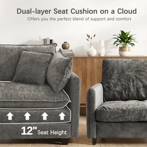 Modular Sectional Sofa for Living Room, 102" Oversized Cloud Couch with Movable Ottoman, 4 Seat Modern Comfy Sofa Chenille Deep Seat Couches with L Shape, for Office Bedroom Living Room view 3