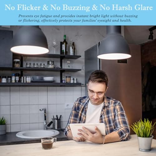 Hanbaak E26 LED Bulb, 100W Equivalent Light Bulb, 12W Medium Base Bulb, Non-Dimmable, Daylight White 6500K, 1200lumen, 10Packs view 6