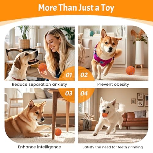 Fsitego Smart Interactive Dog Toy Ball – Automatic Moving, Bouncing & Rolling, 3 Modes, Chew-Proof E-TPU Shell, Waterproof, Rechargeable, for Medium and Large Dogs, Dark Red view 5