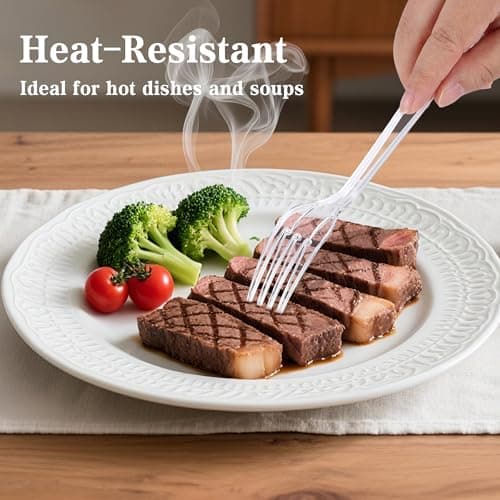 Funnydin 360 Count Plastic Forks - 6.89 Inch Disposable Forks, Heavy Duty Clear Plastic Forks, BPA-Free, Heat Resistant Plastic Silverware, Suitable for Party, Picnic, Events and Everyday Use view 5