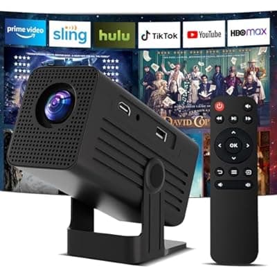 Mini Projector, Portable Projector 4K Support, Full HD 1080P Outdoor Movie Projector with WiFi6 and Bluetooth,Auto Focus with Built-in Apps Proyector,Compatible with HDMI/USB/iOS/Android