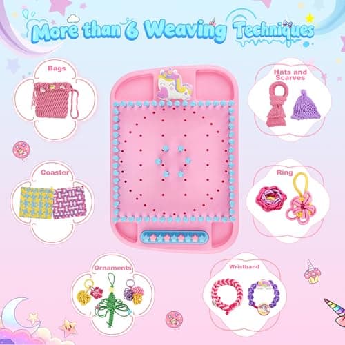 Nicella 6-in-1 Friendship Bracelet Making Kit Toys, Weaving Loom Craft for Kids, 500+ Pcs DIY Kits for Bracelets, Potholders, Pendants, Bags, Hats & Scarves view 3