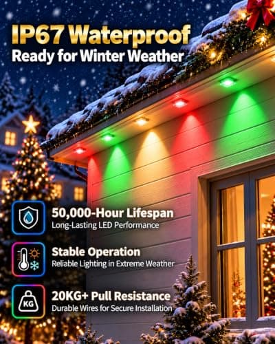 200FT Permanent Outdoor Lights for House, Christmas Lights RGBIC LED String | 96‑LED IP67 Waterproof Eaves Lights, Controlled by App & Remote, 267 Scene Modes for Halloween, Parties & Daily Home Decor view 6