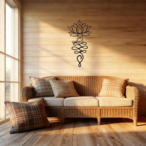 JBCHUCI Lotus Flower Wall Decor - 23.7”x12.6” Black Metal Yoga Meditation Wall Art, Boho Zen Sculpture for Home Living Room, Bedroom, Office, Spiritual Gift & Mindfulness Decor for Yoga Lovers view 6