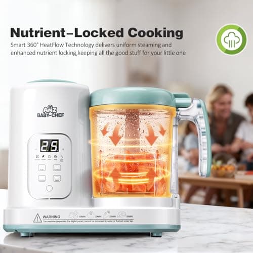 Baby Food Maker Pro Steamer Blender: 4 in 1 Auto Steam Blend and Puree Maker with Self-Clean for Healthy Baby and Toddler Meal Prep - BPA-Free White+Green view 5