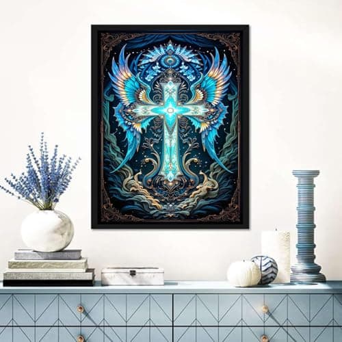 igoodom Cross Diamond Art Kits for Adults, Religion Diamond Painting Kit, Full Drill Round Diamond Art Kits, DIY Gem Art and Crafts for Home Wall Decor Gift 12x16inch view 2