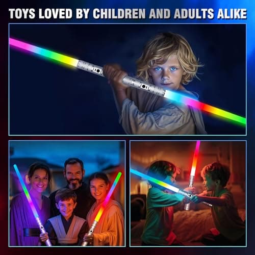 JOINBO Light Up Swords Saber with RGB Colors,Dueling Light Sword for Adults and Kids,FX Sound （Motion Sensors and Metal Hilt,Type-C Rechargeable,Halloween Xmas Toys Present,Galaxy War Fighters view 4