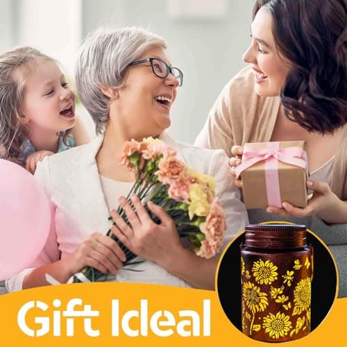 2pack Sunflower Solar Lanterns Outdoor, Solar Mason jar Lights Hanging Waterproof Metal Lanterns for Patio, Pathway, Yard (Sunflower 2pack) view 3