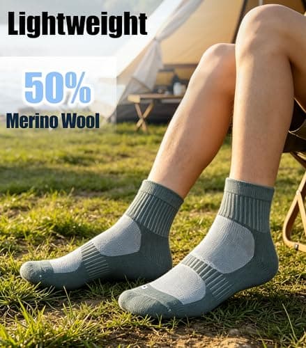 RTZAT 3 Pairs Merino Wool Ankle Socks for Men Women - Breathable, Arch Support, Padded Workout Year-Round Wear view 4