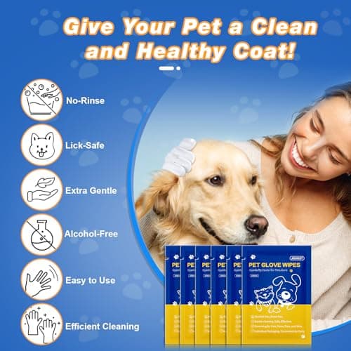 GIXSEGIE Pet Glove Wipes for Dogs and Cats, Deodorizing Cleaning Gloves, Hypoallergenic Coconut Oil Grooming Wipes, Individually Wrapped, for Pet Dry Cleaning, Daily Care and Travel, 9 Pcs view 3