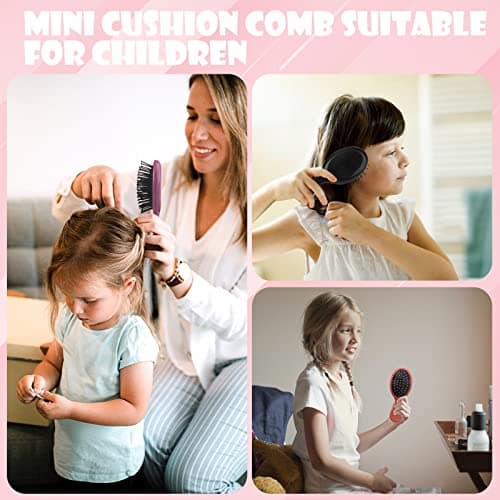 Mini Hair Brush 28 Pack, ANSLCA Hair Brushes Bulk Small Brush Set - Include 14 Travel Brush + 14 Fine Wide Detangling Hair Combs Wet Dry Hair for Girls Women Boys Men Kids (Stylish Colorful) view 2