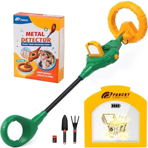 PANCKY Metal Detector for Kids, IP68 Waterproof 3-10 Year Kids Metal Detector Kit with LCD Display, Automatic Sensitivity Adjustment, 6.6" Search Coil, 1.65lb Lightweight, Gift for Boys & Girls, Green view 1