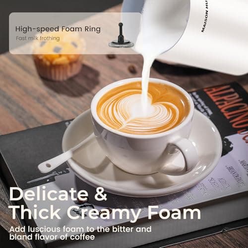 MAISON HUIS Milk Frother, 6-IN-1 Electric Milk Steamer, 20oz/591ml Hot & Cold Foam Maker for Latte & Cappuccino, 550W Fast Heating Stainless Steel Milk Steamer, Hot Chocolate Maker view 4