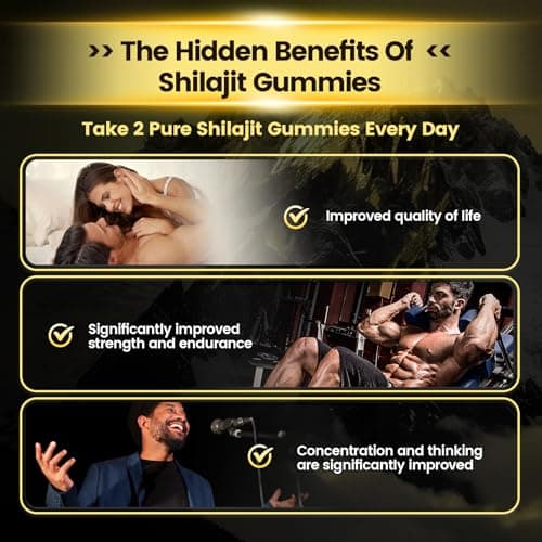 Shilajit for Men & Women Gummies | 4000mg High Potency 10-in-1 Formula with Pure Himalayan Shilajit, Ashwagandha, and 75% Fulvic Acid | Sugar-Free Vegan, 85+ Trace Minerals view 5
