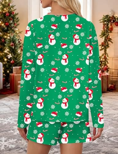 JUSTFASHIONNOW Womens Pajama Sets Striped Two Piece Lounge Sets Long Sleeve Top and Split Shorts Print Sleepwear Comfy Pjs view 5