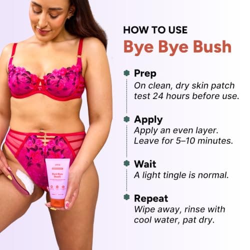 OYO Bye Bye Bush Pubic Hair Removal Cream for Women, Private Area, Bikini Hair Removal for Women, Inner Thighs & Underarms, Sensitive Skin Depilatory Cream, Aloe & Cucumber, 5 fl oz view 5