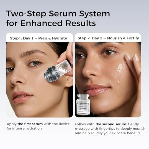 Micro Infusion System for Face & Neck, Titanium Needle Cosmetic Stamp Hydra Microneedling Serum - Peptides & Hyaluronic Acid Serum for All Skin Types, 0.25mm Home Infusion Set view 6
