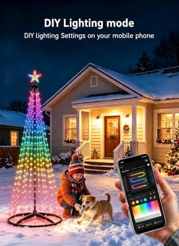 oneup 6FT Christmas Cone Tree Light, Smart RGB Light with App & Remote view 6