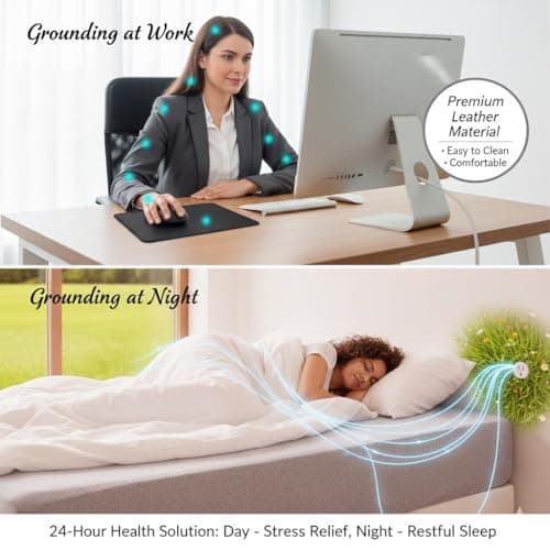 Grounding Sheets with Grounding Mat Set,25% Pure Silver Fiber+75% Organic Cotton,Deep Pocket Grounded Bed Fitted Sheets,40S Anti-Pilling Combed Cotton. view 2