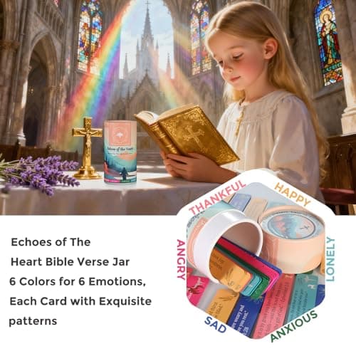 Bible Verse Jar for Women - 60 Scripture Bright Color Cards for 6 Emotions Echoes of The Heart, Birthday Gifts for Women, Birthday Gift, Bible Verse Cards, Scriptures Prayer Paper Jar view 5