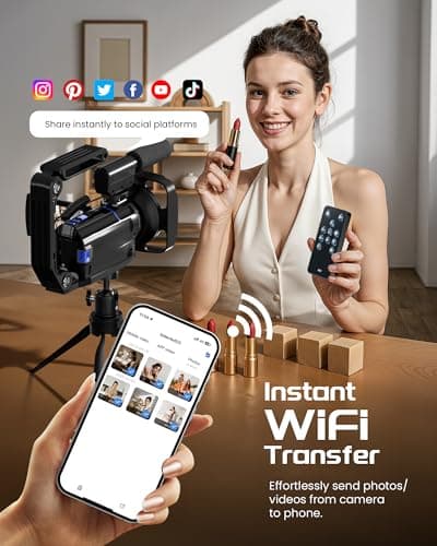 5K Video Camera Camcorder, UHD 64MP Vlogging Camera for YouTube with 3" 270° Rotatable Touch Screen, Digital Camera with IR Night Vision, 16X Zoom/WiFi/Webcam/HD/32GB Card/2 Batteries/Microphone view 5