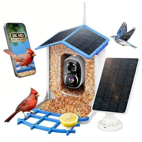 Smart Bird Feeder with Camera Solar Powered for Outdoors, AI Bird Species Identification, 2K HD Video Live Stream Bird House with Cam, Instant Arrival Alerts, Ideal Gifts for Bird Lovers — image 1