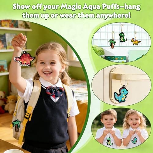 Richgv Magic Aqua Puffs, 3D Art Kit, Dinosaur, Mess-Free Paint by Number Craft for Kids, DIY Color & Inflate Activity, Travel & Creative Gift for Girls & Boys Ages 4, 5, 6, 7, 8, 9, 10 view 3