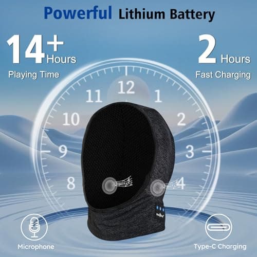 MUSICOZY Balaclava Ski Mask with Bluetooth 5.4 Headphones, Winter Thermal Face Mask Windproof Neck Warmer Gifts for Men Women view 5